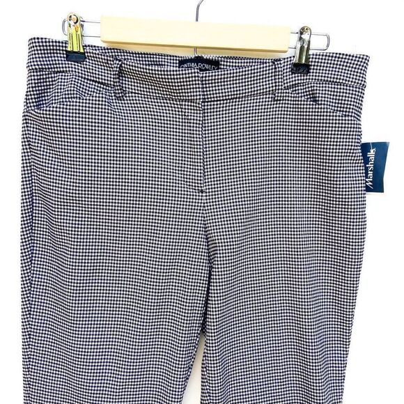 NWT Cynthia Rowley Black White Checkered Gingham Stretchy Business Pants - Picture 2 of 9